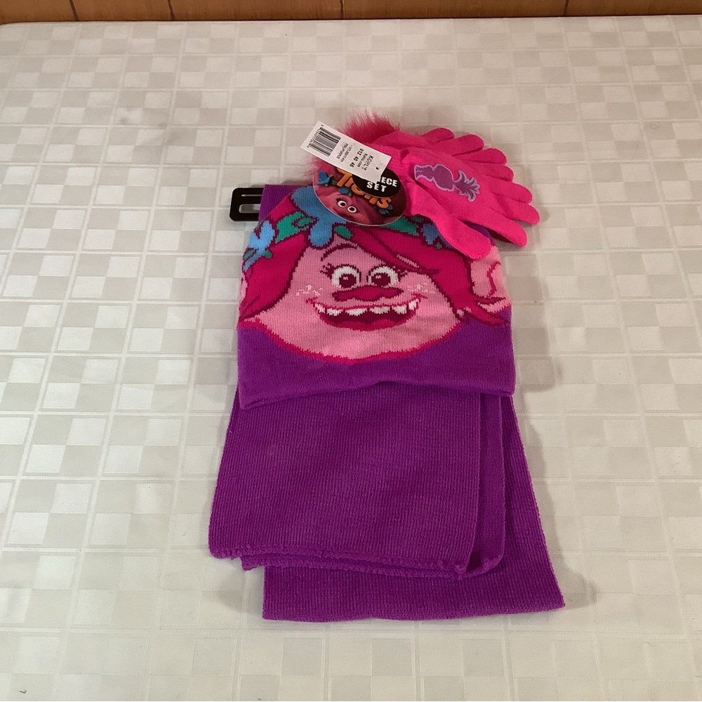 Trolls Pink Hat Playful Design with Poppy on it